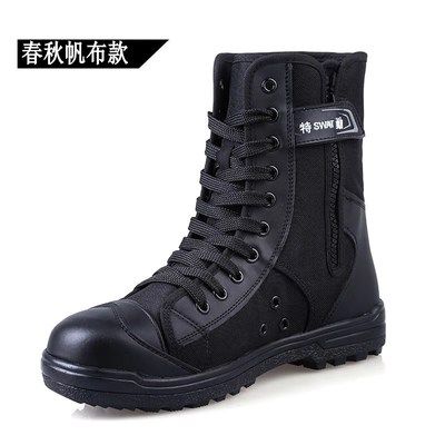 SPRING AND SUMMER HIGH-WAISTED SECURITY BOOTS BREATHABLE AND BREATHABLE CANVAS SPECIAL SERVICE SHOES FOR TRAINING DUTY PROPERTY WORK HIGH-TOP BOOTS SECURITY SHOES