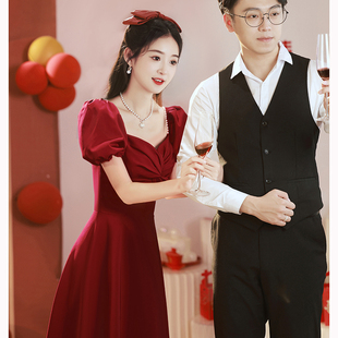 显瘦连衣裙平时可穿 赫本风法式 小个子新娘敬酒服女2025年新款 夏季