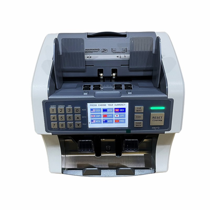 银行A类多e国定制一口半点验钞机混点清分合计美元欧元合计金额