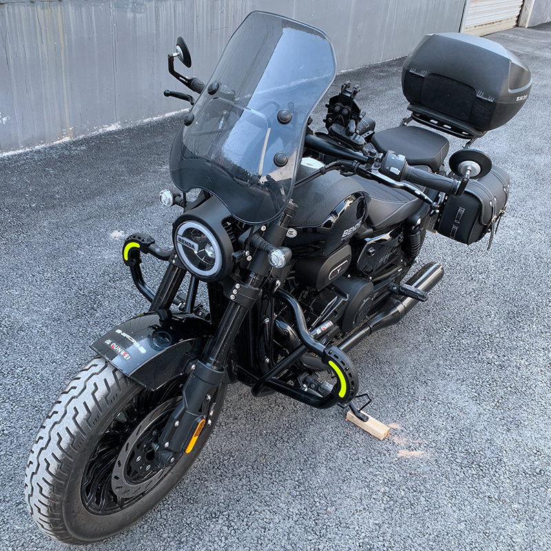 适用于奔达灰石300前挡风玻璃BD300-16改装前加高V加大PC风挡配件