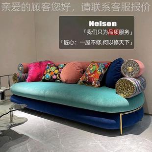 轻奢端家42具工直销思厂折瓦萨其现高代范简约客厅三人布艺沙 意式