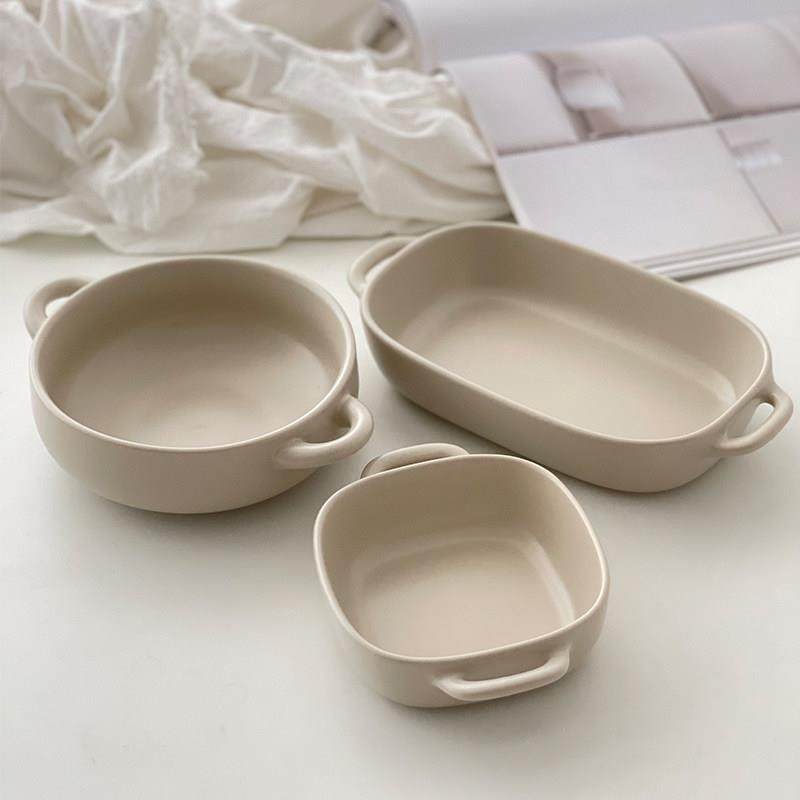 白屿 双耳烤碗简约家用焗烤饭碗烘焙烤箱专用沙拉碗土豆牛腩碗早