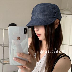 日系水洗牛仔报童帽女