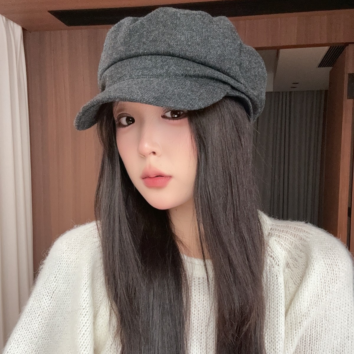 韩版英伦羊毛八角报童帽女春秋