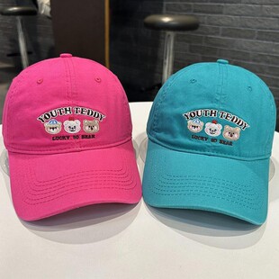 甜美可爱小熊刺绣棒球帽男女款 韩系ins百搭鸭舌帽遮阳显脸小帽子
