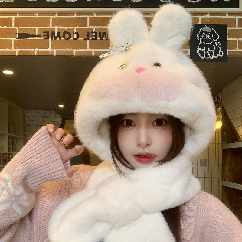韩系粉色蝴蝶结加厚保暖渔夫帽女
