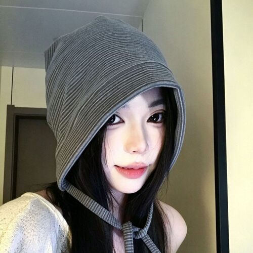 日系慵懒风条纹堆堆帽