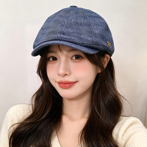 韩版复古文艺夏季短檐鸭舌帽女