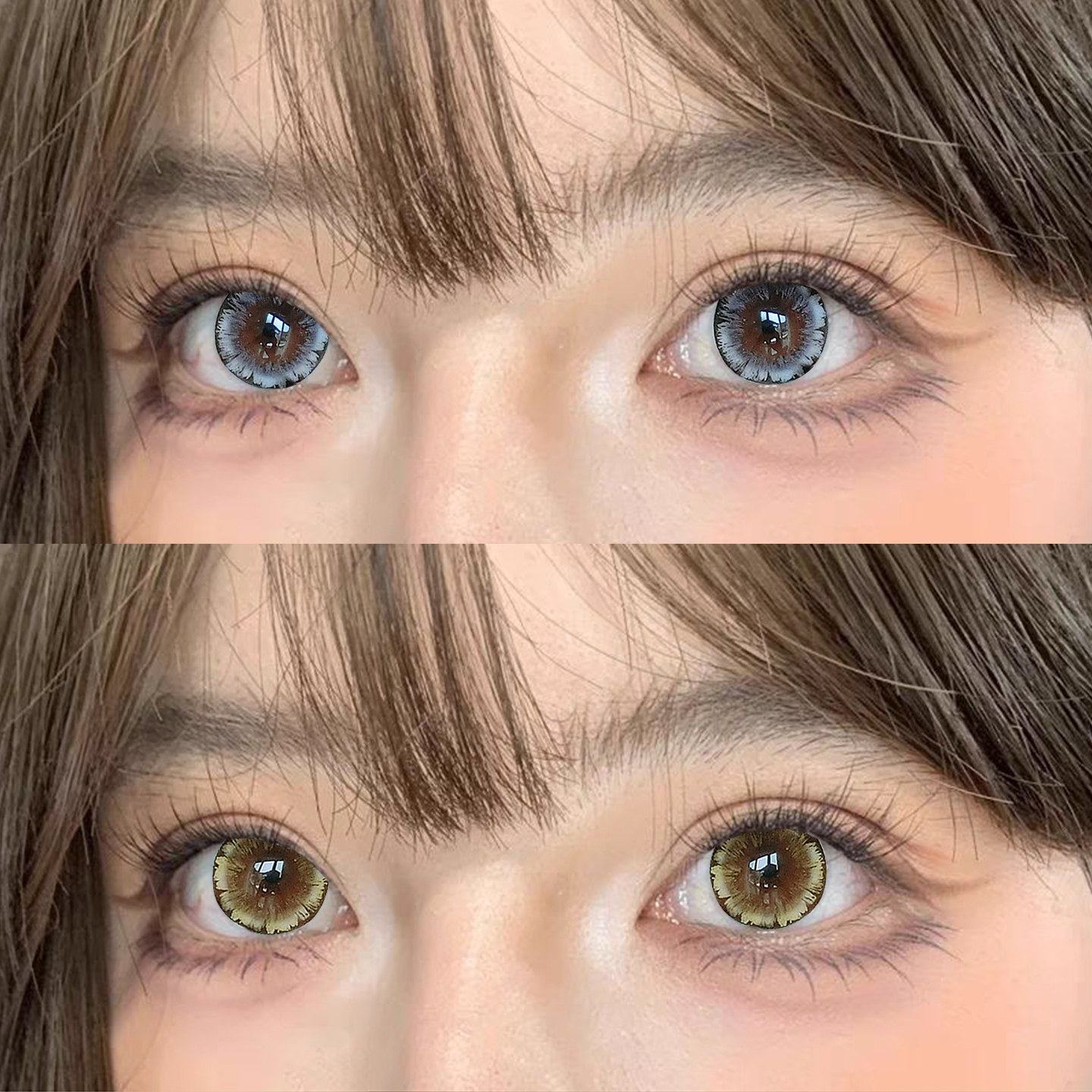 大眼女孩灰色美瞳半年抛1000度月黑色小直径隐形眼镜官网棕色日戴