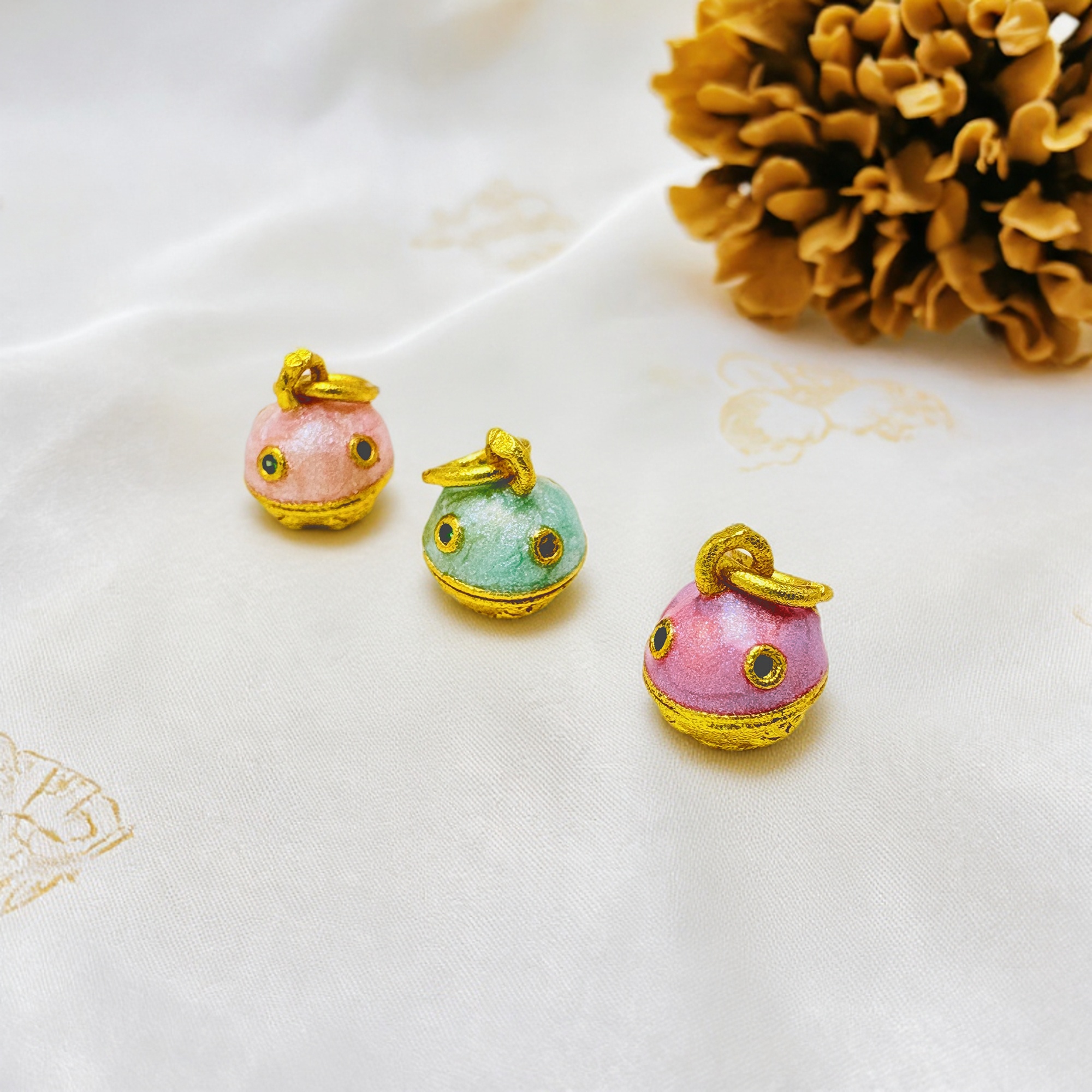 沙金福袋珐琅彩小铃铛葫芦吊坠