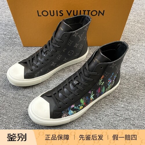 Louis Vuitton/路易威登彩色花卉黑色老花高帮鞋  114764二手闲置