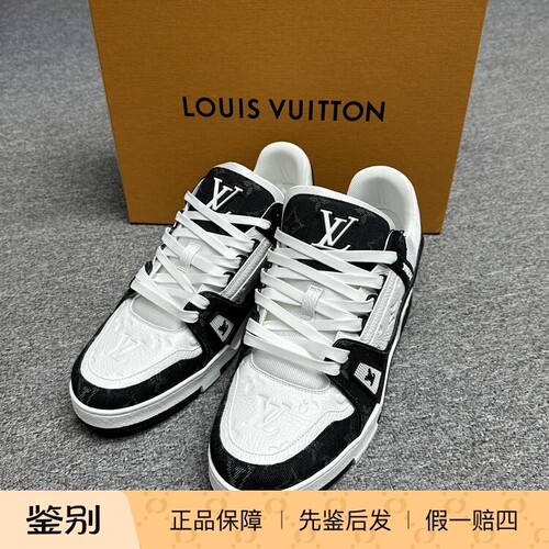 LV路易威登男士trainer黑白牛仔休闲鞋  114777二手闲置