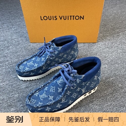 LV路易威登男士Nigo系列丹宁老花短靴休闲鞋  112448二手闲置