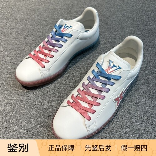 LV 路易威登男士红蓝老花拼色白色低帮系带板鞋  118308二手闲置