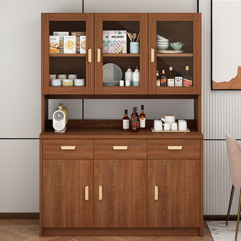 餐柜现代简约客厅柜子收纳柜家用靠墙一体仿实木饭厅酒柜置物柜
