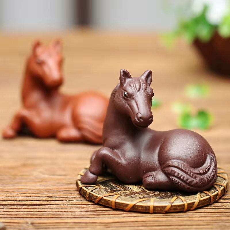 手工精品宜兴紫砂茶宠马摆v件生肖马到成功 茶道配件茶玩茶桌装饰