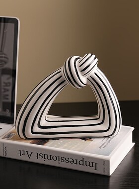 现代轻奢风高级感艺术黑白条纹花瓶客厅玄关摆件酒柜设计软装饰品