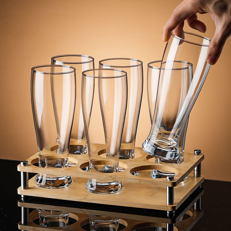 啤酒杯家用套装j加厚带杯架轻奢精酿杯子商用大容量玻璃扎啤杯