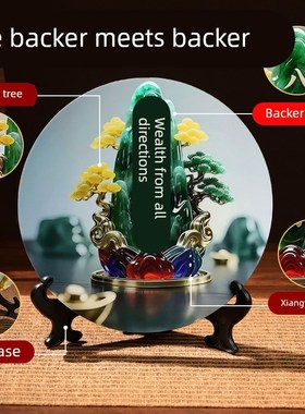 八方来财好客厅摆件家用寓意装饰画桌面翠玉葫芦摆台家居玄关摆台