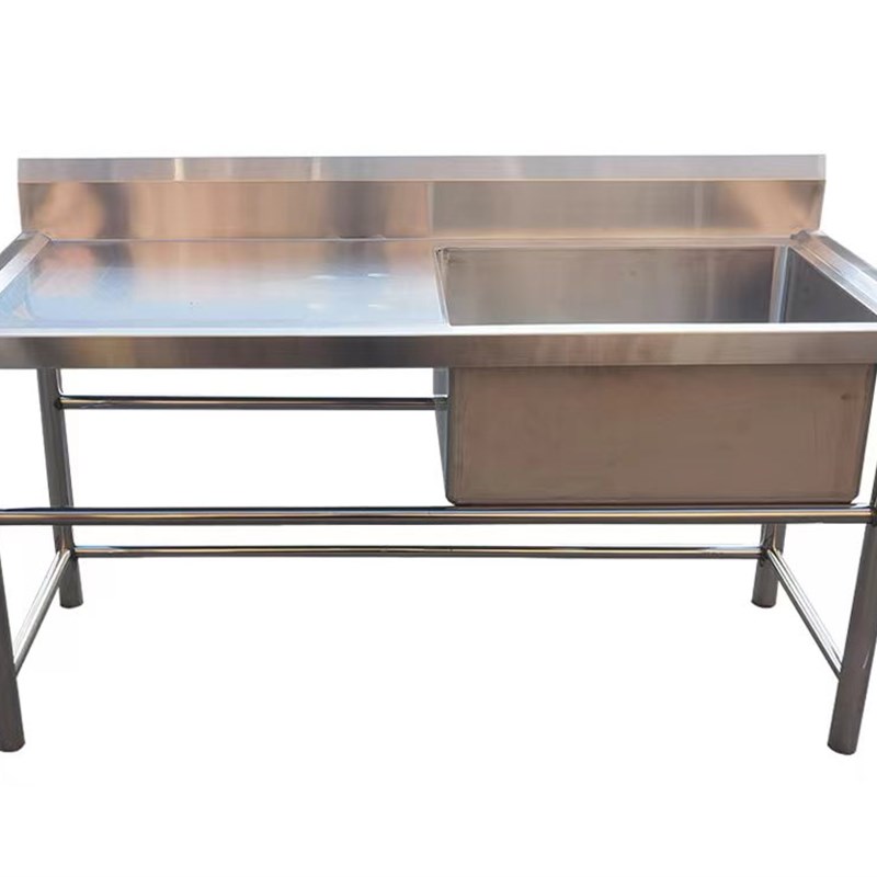 加厚304不f锈钢洗菜盆洗碗池双槽三槽水池单槽带平台支架厨房饭店
