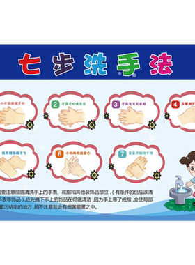 七步洗手法墙贴手术室卫生间水池指示牌标示创意墙贴宣传海贴纸