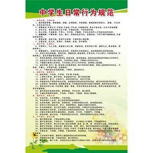 中学生日常行为规范海报KT板小学生守则中小学生日常行为规范墙贴