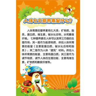 人体七大营养素和食物来源养生医学健康常识知识宣传背胶海报