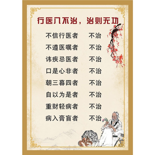 行医八不治挂图诊所医院中医养生馆海报片美容院定制装饰画