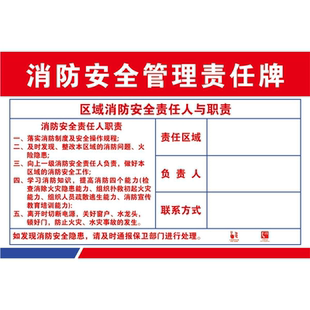 消防安全管理责任牌海报展板消防安全责任牌墙贴墙纸装饰画KT板