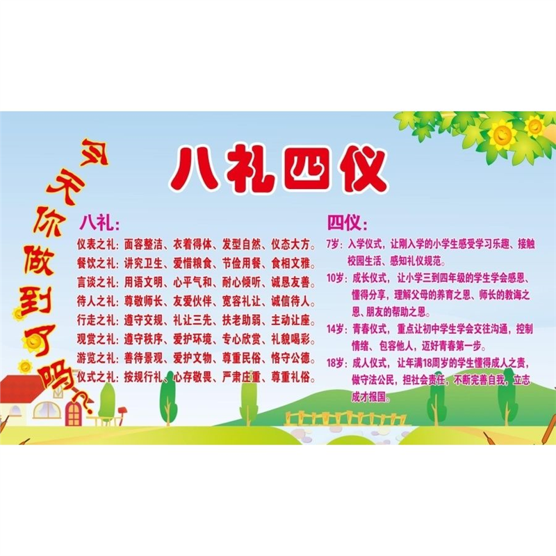 八礼四仪你做到了吗海报展板八礼四仪墙贴墙纸装饰画KT板,个性定制/设计服务/DIY,写真/海报印制,淘宝优惠券,粉丝福利购,淘宝优惠卷