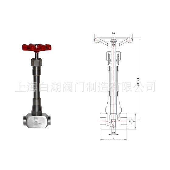 白湖低温阀门DJ11W-40P低温针阀（长轴）超低温针型阀