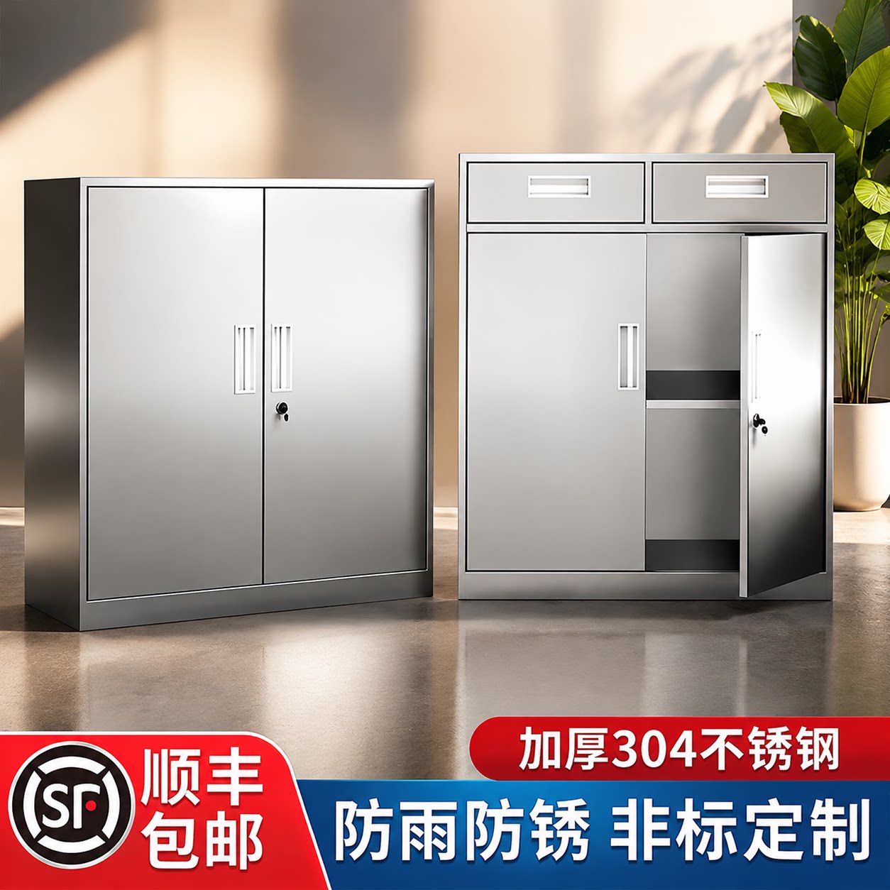 【免费开票】不锈钢带锁文件柜图片