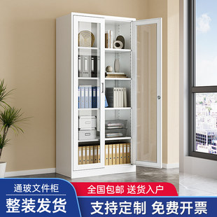 通玻璃文件柜办公室资料档案凭证透明展示收纳书柜储物柜铁皮柜子