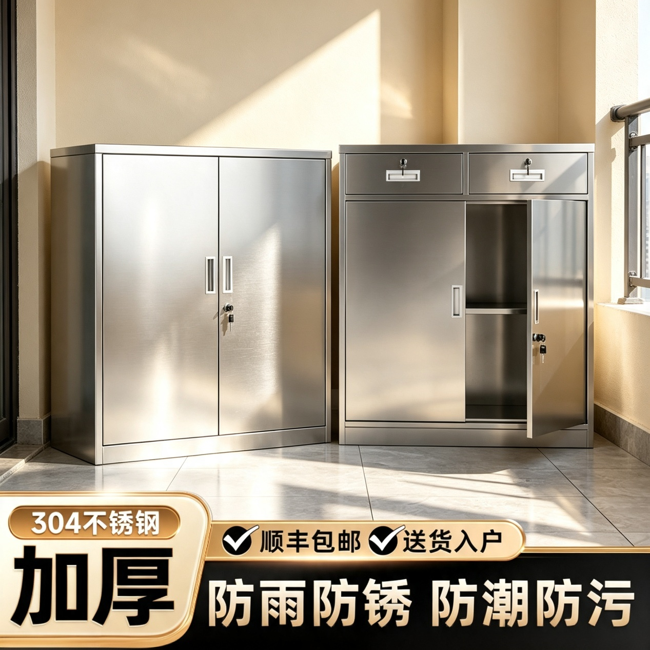304不锈钢户外带锁文件柜图片