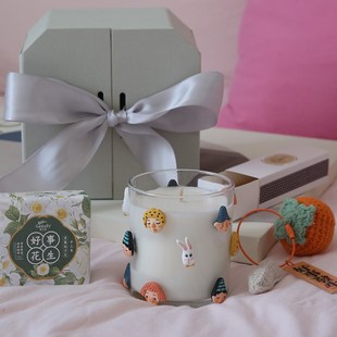 好事发生 绿色系小清新卡通主题香薰蜡烛礼盒闺蜜生日礼物