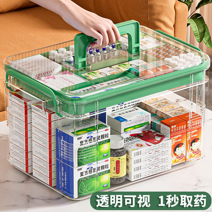 多层药箱家庭装家用医药箱大容量药物收纳盒透明大号医疗急救药盒