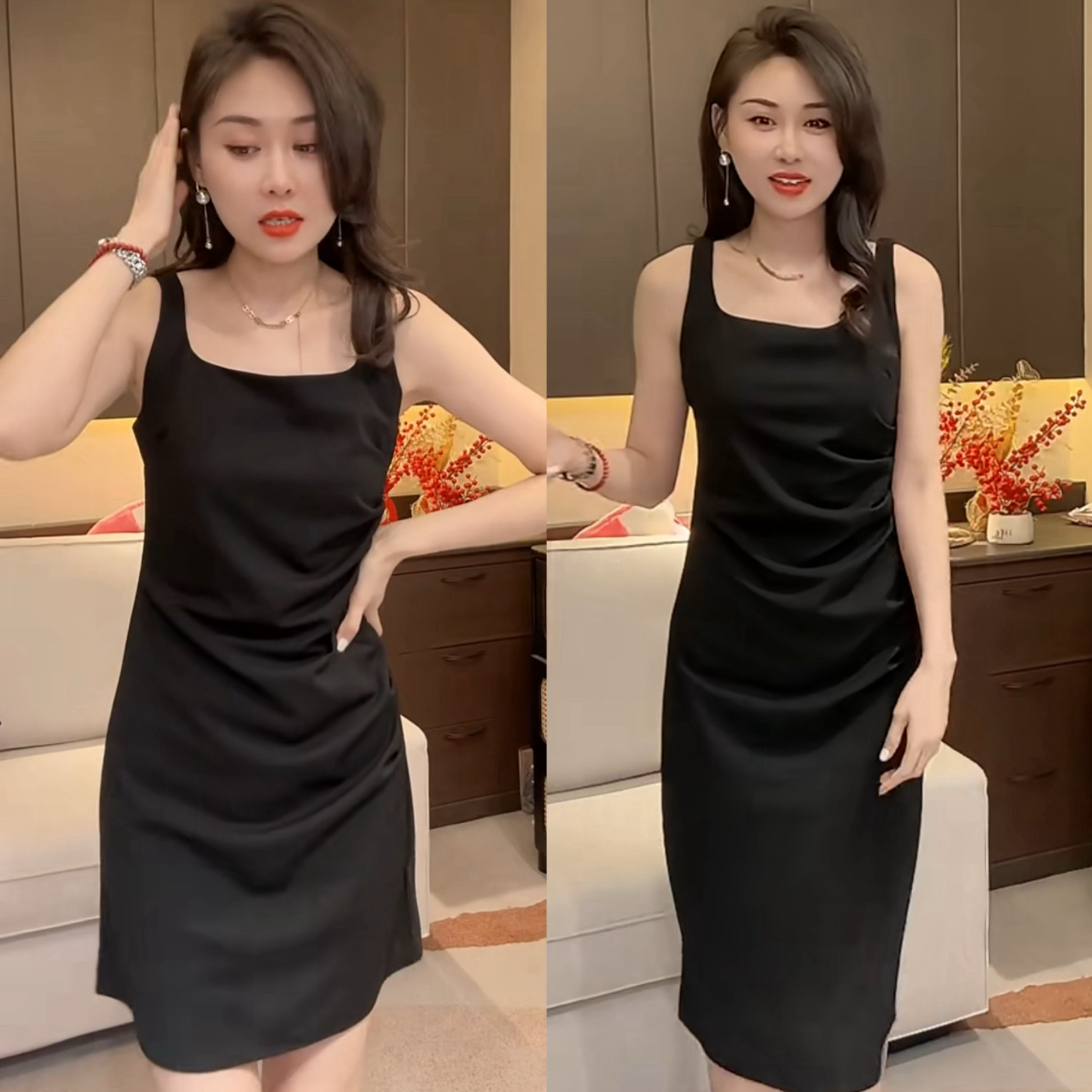 高级感吊带背心裙女夏外穿2025新款黑色打底内搭小个子长裙连衣裙
