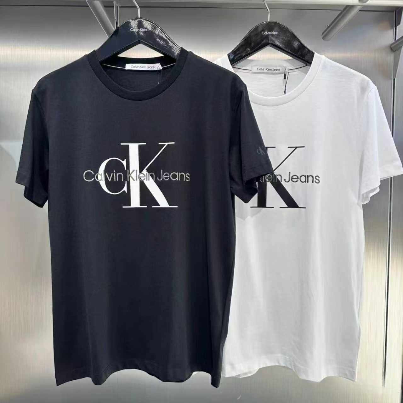 CK短袖T恤男女同款情侣装 2026夏季新款纯棉圆领经典刺绣印花上衣
