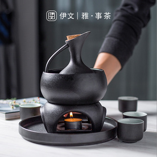 伊文陶瓷温酒器烫酒壶家用陶瓷温酒壶暖酒热酒壶复古酒器酒具套装