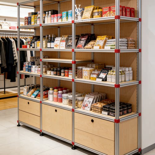 海洋板商用货架多功能置物架简约多层展示架铝型材靠墙陈列储物架