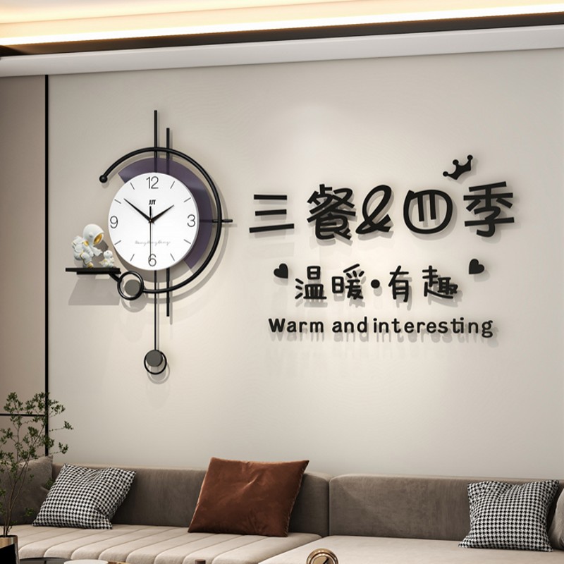 轻奢太空人创意钟表现代简约客厅背景墙装饰时钟时尚饭厅静音钟
