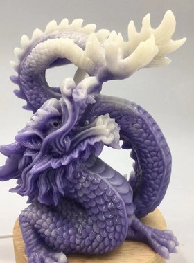 好记水晶各种夜光石龙摆件紫色粉色黄色家居装饰品礼物高13cm左右