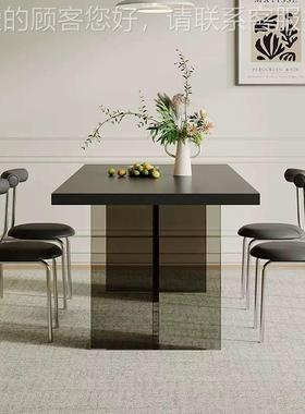 亚克力岩黑餐奢桌纯轻现板62757代简约网红小户型下挂长方