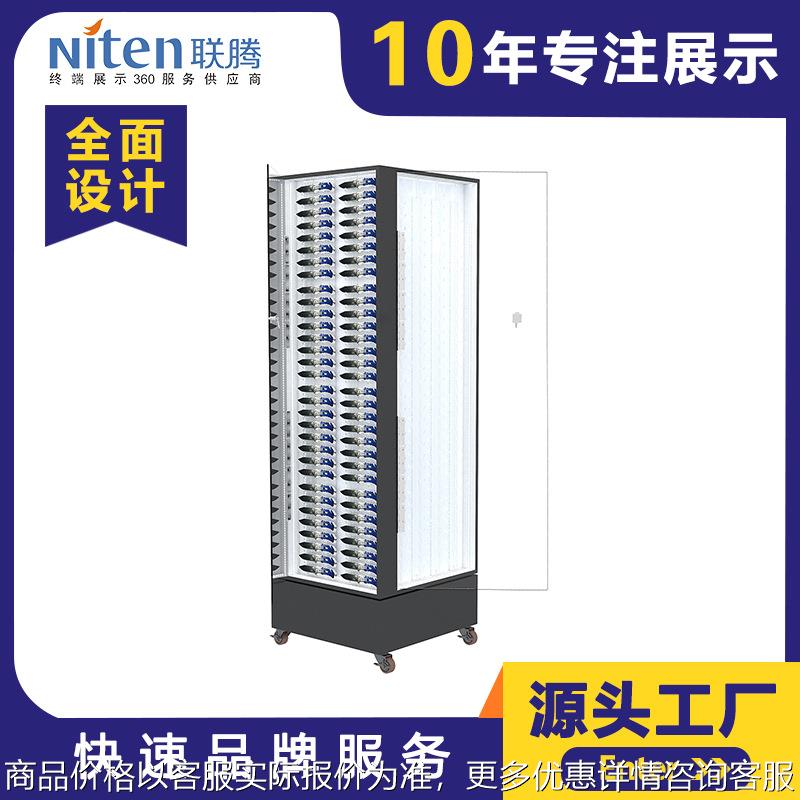 刀具展示柜旋转带轮子玻璃门展柜工具刀展示架透明LED灯带锁定制