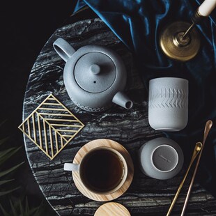 思醒 索引 砂砾釉陶瓷咖啡杯碟日式 和风家用客厅茶具茶壶套装