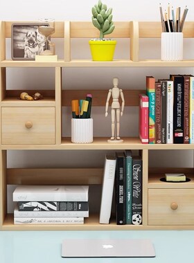 简易实木桌上小书架学生儿童收纳架松木I多层飘窗储物柜桌面置物