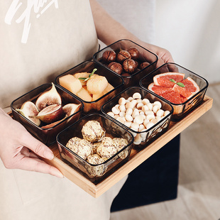 玻璃水果盘客厅家用茶几简约现代糖果盘子前台干果盘零食盘高级感