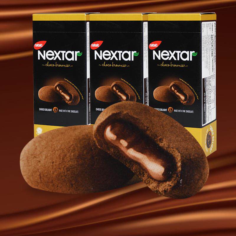 印尼进口零食丽芝士NEXTAR 软心趣布朗尼风味注心曲奇饼干112g盒