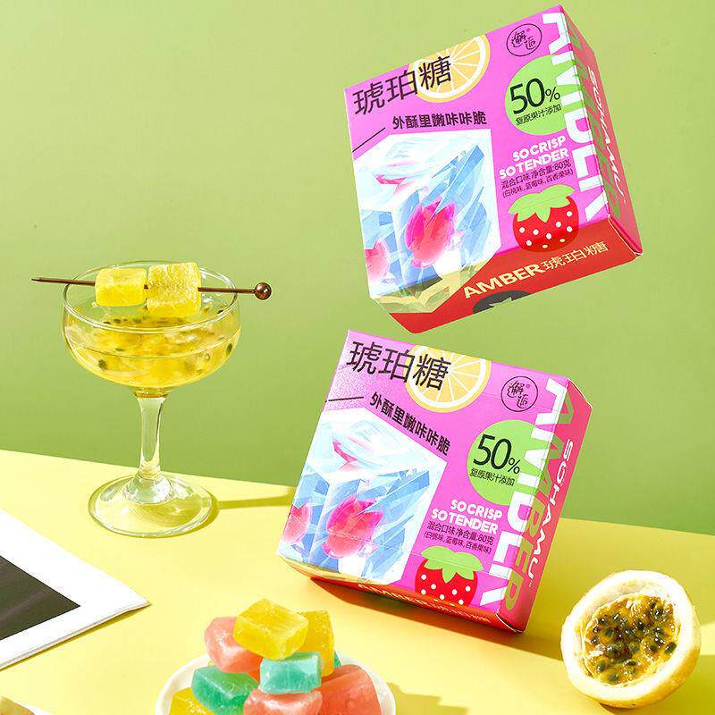 邂逅网红琥珀糖韩国吃播声控糖水晶糖钻石水果味糖果少女心宝石糖