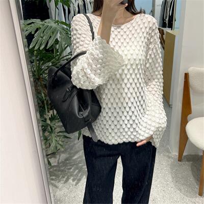 强货赞爆了GAO端纯尾温柔百搭进口棉孔雀翎毛针织罩衫